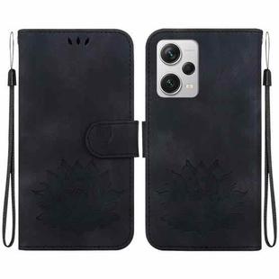 For Xiaomi Redmi Note 12 Pro+ Lotus Embossed Leather Phone Case(Black)