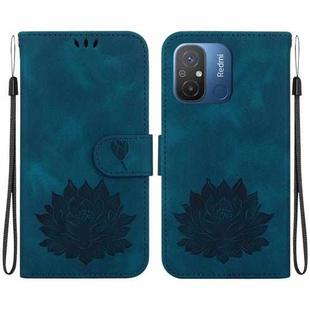 For Xiaomi Redmi 12C / 11A Lotus Embossed Leather Phone Case(Dark Blue)