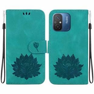 For Xiaomi Redmi 12C / 11A Lotus Embossed Leather Phone Case(Green)