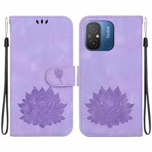 For Xiaomi Redmi 12C / 11A Lotus Embossed Leather Phone Case(Purple)