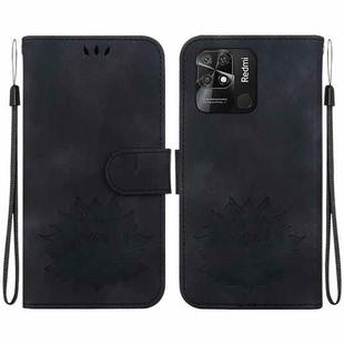 For Xiaomi Redmi 10C / Redmi 10 India Lotus Embossed Leather Phone Case(Black)