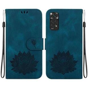 For Xiaomi Redmi Note 11 Global / Note 11S Lotus Embossed Leather Phone Case(Dark Blue)