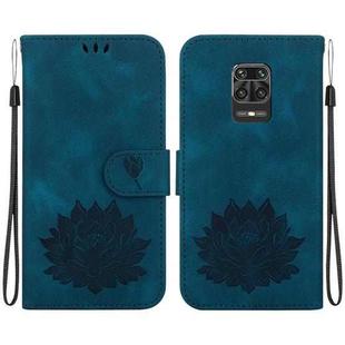 For Xiaomi Redmi Note 9 Pro Max Lotus Embossed Leather Phone Case(Dark Blue)