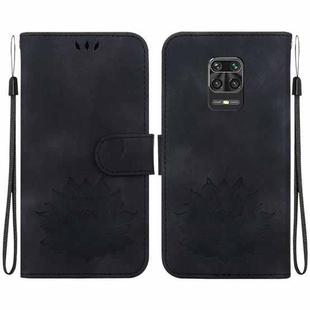 For Xiaomi Redmi Note 9 Pro Max Lotus Embossed Leather Phone Case(Black)