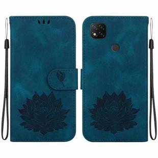 For Xiaomi Redmi 9C / 9 Activ Lotus Embossed Leather Phone Case(Dark Blue)