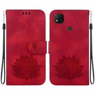 For Xiaomi Redmi 9C / 9 Activ Lotus Embossed Leather Phone Case(Red)