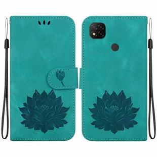 For Xiaomi Redmi 9C / 9 Activ Lotus Embossed Leather Phone Case(Green)