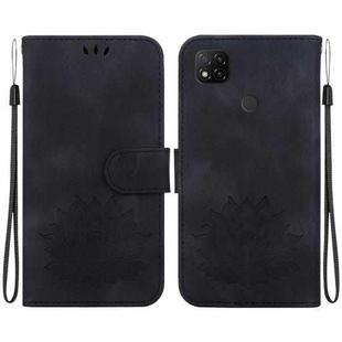 For Xiaomi Redmi 9C / 9 Activ Lotus Embossed Leather Phone Case(Black)