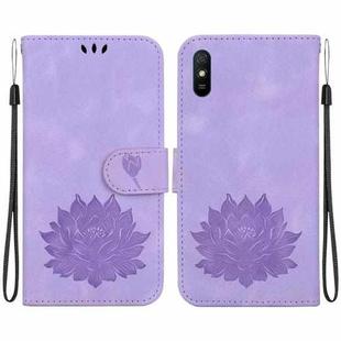 For Xiaomi Redmi 9A / 9i Sport / 9A Sport Lotus Embossed Leather Phone Case(Purple)