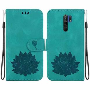 For Xiaomi Redmi 9 / 9 Prime Lotus Embossed Leather Phone Case(Green)