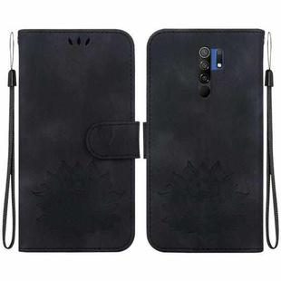 For Xiaomi Redmi 9 / 9 Prime Lotus Embossed Leather Phone Case(Black)