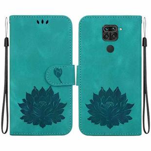 For Xiaomi Redmi Note 9 / Redmi 10X 4G Lotus Embossed Leather Phone Case(Green)