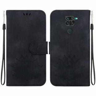 For Xiaomi Redmi Note 9 / Redmi 10X 4G Lotus Embossed Leather Phone Case(Black)