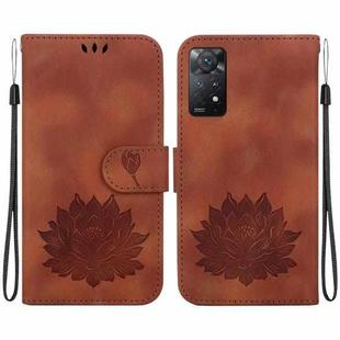 For Redmi Note 11 Pro 4G / 5G Global Lotus Embossed Leather Phone Case(Brown)