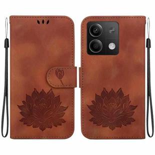 For Xiaomi Redmi Note 13 5G Lotus Embossed Leather Phone Case(Brown)