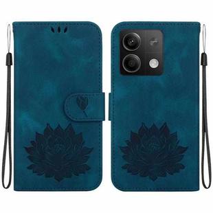 For Xiaomi Redmi Note 13 5G Lotus Embossed Leather Phone Case(Dark Blue)