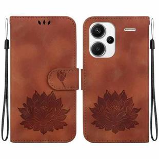 For Xiaomi Redmi Note 13 Pro+ 5G Lotus Embossed Leather Phone Case(Brown)