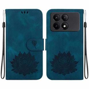 For Xiaomi Redmi K70E Lotus Embossed Leather Phone Case(Dark Blue)