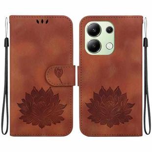 For Xiaomi Redmi Note 13 4G Lotus Embossed Leather Phone Case(Brown)