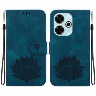 For Redmi 13 4G Lotus Embossed Leather Phone Case(Dark Blue)