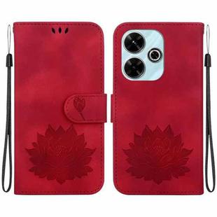 For Redmi 13 4G Lotus Embossed Leather Phone Case(Red)