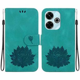 For Redmi 13 4G Lotus Embossed Leather Phone Case(Green)