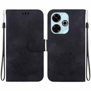 For Redmi 13 4G Lotus Embossed Leather Phone Case(Black)