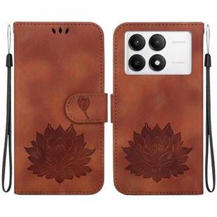 For Redmi K70 / K70 Pro Lotus Embossed Leather Phone Case(Brown)