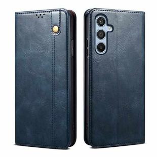For Samsung Galaxy S25+ 5G Oil Wax Crazy Horse Texture Leather Phone Case(Blue)