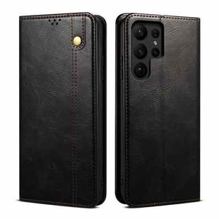 For Samsung Galaxy S24 Ultra 5G Oil Wax Crazy Horse Texture Leather Phone Case(Black)