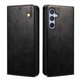 For Samsung Galaxy S25 FE 5G Oil Wax Crazy Horse Texture Leather Phone Case(Black)
