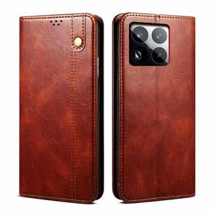 For Xiaomi 15 Oil Wax Crazy Horse Texture Leather Phone Case(Brown)