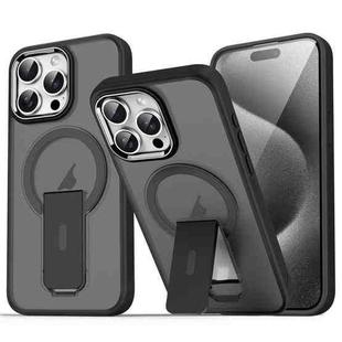 For iPhone 15 Pro Max Acrylic Hybrid TPU MagSafe Holder Phone Case(Black)