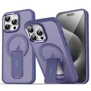 For iPhone 15 Pro Acrylic Hybrid TPU MagSafe Holder Phone Case(Dark Night Purple)