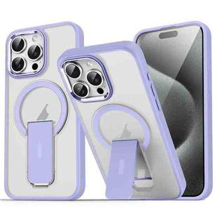 For iPhone 15 Pro Acrylic Hybrid TPU MagSafe Holder Phone Case(Lavender Purple)