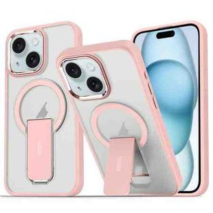 For iPhone 15 Acrylic Hybrid TPU MagSafe Holder Phone Case(Pink)