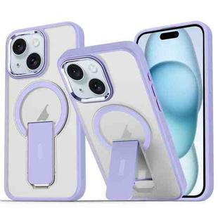 For iPhone 15 Plus / 14 Plus Acrylic Hybrid TPU MagSafe Holder Phone Case(Lavender Purple)