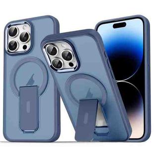 For iPhone 14 Pro Acrylic Hybrid TPU MagSafe Holder Phone Case(Dark Blue)