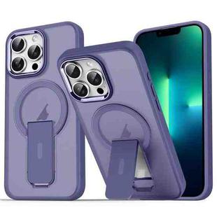 For iPhone 13 Pro Max Acrylic Hybrid TPU MagSafe Holder Phone Case(Dark Night Purple)