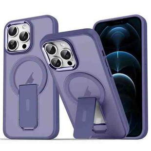 For iPhone 12 Pro Max Acrylic Hybrid TPU MagSafe Holder Phone Case(Dark Night Purple)