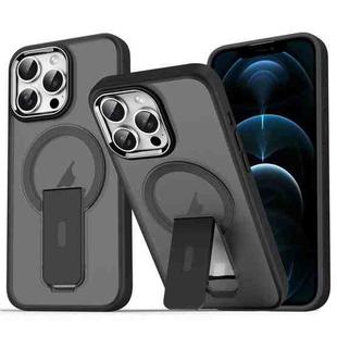 For iPhone 12 Pro Max Acrylic Hybrid TPU MagSafe Holder Phone Case(Black)