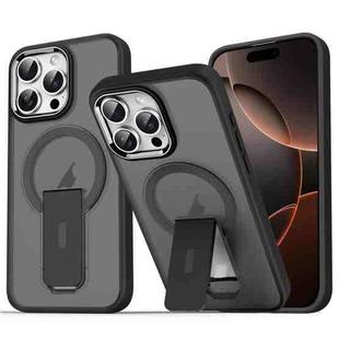 For iPhone 16 Pro Max Acrylic Hybrid TPU MagSafe Holder Phone Case(Black)