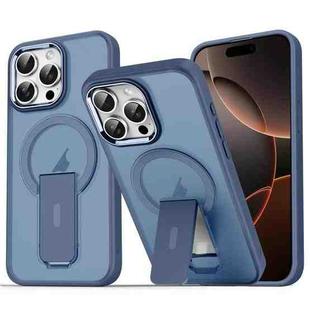 For iPhone 16 Pro Max Acrylic Hybrid TPU MagSafe Holder Phone Case(Dark Blue)