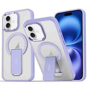 For iPhone 16 Acrylic Hybrid TPU MagSafe Holder Phone Case(Lavender Purple)