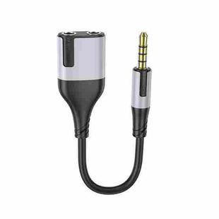 Borofone BL19 2 in 1 Jack 3.5mm Male To 2 x Jack 3.5mm Female Headphone Mic Audio Adapter Cable, Length: 15cm(Black)