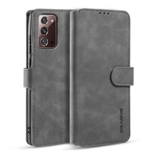 For Samsung Galaxy Note20 DG.MING Retro Oil Side Horizontal Flip Case with Holder & Card Slots & Wallet(Gray)