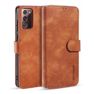 For Samsung Galaxy Note20 DG.MING Retro Oil Side Horizontal Flip Case with Holder & Card Slots & Wallet(Brown)