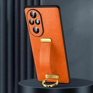 For Honor 200 Pro SULADA PC + Leather Texture Skin Feel Shockproof Phone Case(Orange)