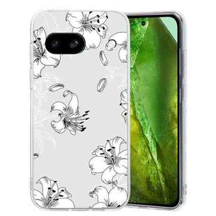 For Google Pixel 7a Colored Drawing Pattern Transparent TPU Phone Case(White Flower)