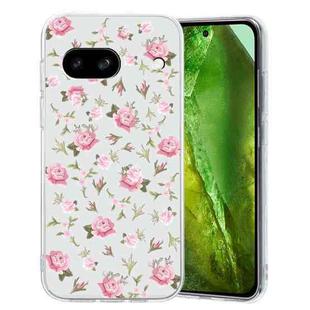 For Google Pixel 8a Colored Drawing Pattern Transparent TPU Phone Case(Pink Floral)